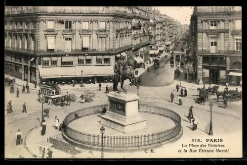AK Paris, La Place des Victoires et la Rue Étienne Marcel