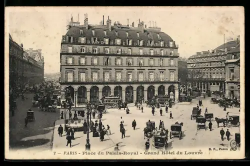 AK Paris, Place du Palais-Royal, Grand Hôtel du Louvre