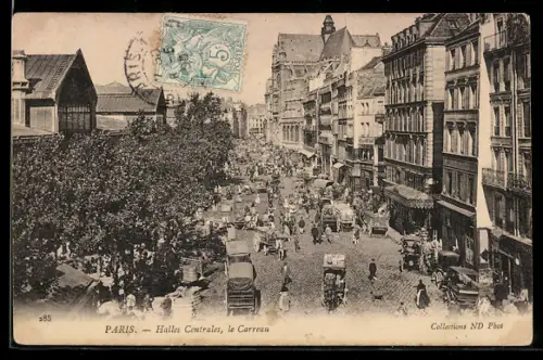 AK Paris, Halles Centrales, le Carreau avec animation urbaine et passants