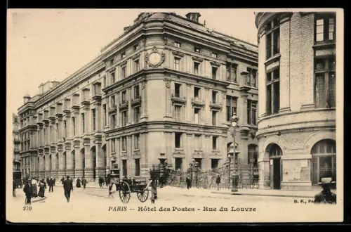 AK Paris, Hôtel des Postes, Rue du Louvre