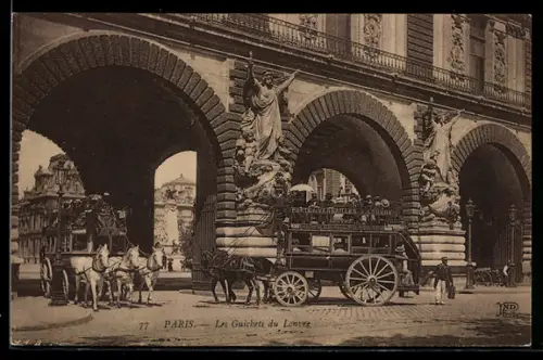 AK Paris, Les Guichets du Louvre avec diligence et chevaux