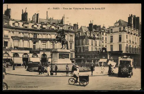 AK Paris, Place des Victoires et Statue de Louis XIV