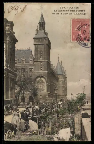 AK Paris, Le Marché aux Fleurs et la Tour de l`Horloge