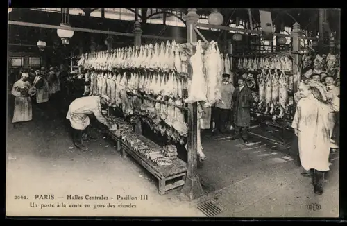 AK Paris, Halles Centrales, Pavillon III, Un poste à la vente en gros des viandes