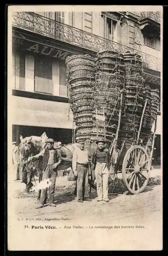 AK Paris, Aux Halles, le ramassage des paniers vides