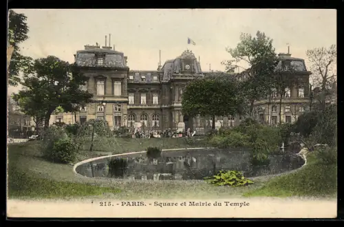 AK Paris, Square et Mairie du Temple