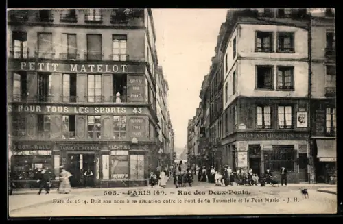 AK Paris, 4e, Rue des Deux-Ponts entre le Pont de la Tournelle et le Pont Marie