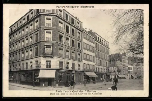 AK Paris, Quai des Célestins et immeubles historiques