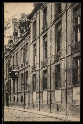 AK Paris, Hôtel Lauzon, ensemble sur le Quai d`Anjou