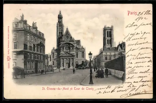 AK Paris, St. Étienne-du-Mont et Tour de Clovis