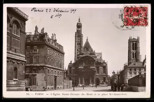 AK Paris, L`Église Saint-Étienne-du-Mont et la place Ste-Geneviève
