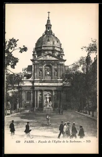 AK Paris, Facade de l`Eglise de la Sorbonne