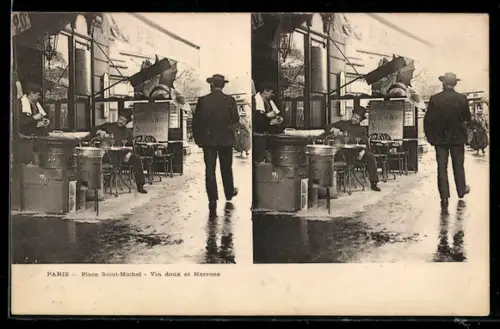 AK Paris, Place Saint-Michel, Vin doux et Marrons
