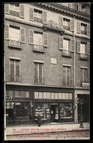 AK Paris, Ancien Jeu de Paume de l`Étoile et papeterie, rue de l`Ancienne Comédie