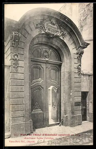 AK Paris, Porte de l`Hôtel d`Hinnisdal construit en 1704, 24, Rue Cassette