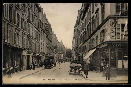 AK Paris, Rue Vanneau avec passants et voitures