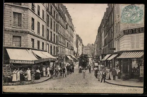 AK Paris, La Rue Cler animée avec passants et boutiques
