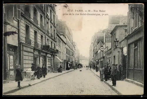 AK Paris, Rue Malar prise de la rue Saint-Dominique