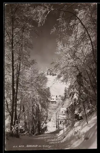 AK Sonloup, en Hiver, Ortspartie im Winter