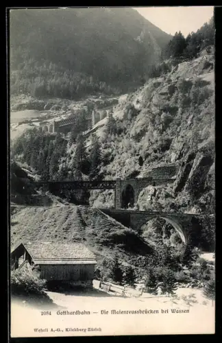 AK Wassen /Gotthardbahn, Die Maienreussbrücken