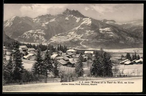 AK Villars, Panorama et la Dent du Midi en hiver