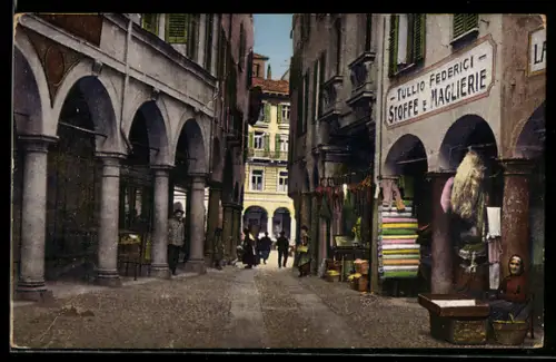 AK Lugano, Via Pessina, Stoffe e Magliere Tullio Federici