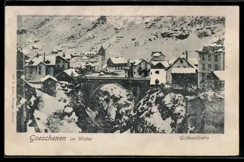 AK Goeschenen /Gotthardbahn, Teilansicht im Winter