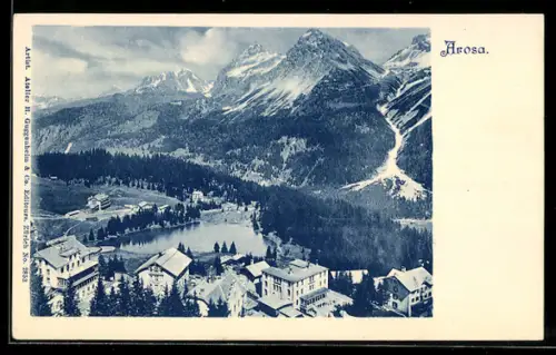 AK Arosa, Panorama mit Hotel