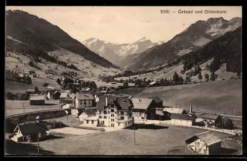 AK Gstaad, Ortsansicht mit Oldenhorn