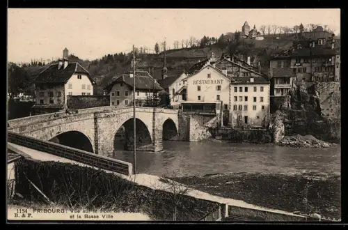 AK Fribourg, Vue sur le Pont de St-Jean et la Basse Ville