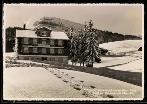 AK Wildhaus /Ober-Togg., Schwendi, Gasthaus Alpenrose mit Käserruck im Schnee