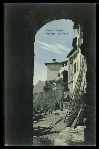 AK Gandria, La Riva mit Fischerbooten