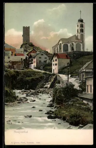 AK Hospental, Teilansicht mit Kirche