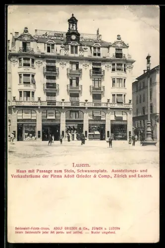 AK Luzern, Haus mit Passage zum Stein, Schwanenplatz