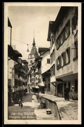 AK Zug, Altstadt, Obergasse mit Zytturm