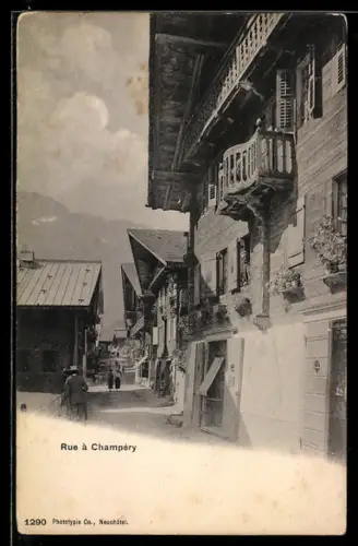 AK Champery, Rue, Strassenleben