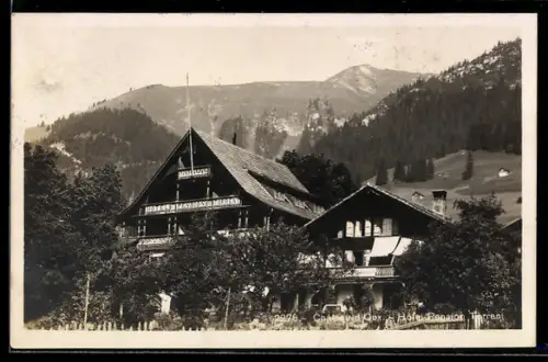 AK Chateau d`Oex, Hotel-Pension Torrent mit Bergpanorama