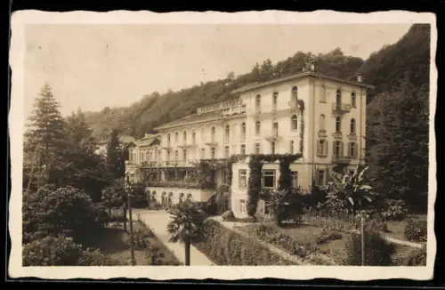 AK Lugano-Paradiso, Hotel Gerber mit Anlagen aus der Vogelschau