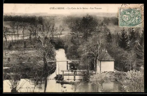 AK Gyé-sur-Seine, Un Coin de la Seine, Les Vannes