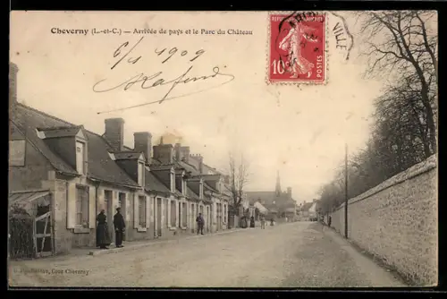 AK Cheverny /L.-et-C., Arrivée de pays et le Parc du Chateau