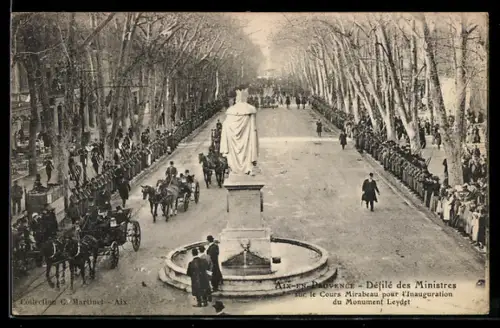 AK Aix-en-Provence, Inauguration du Monument Leydet, Défilé des Ministres sur le Cours Mirabeau