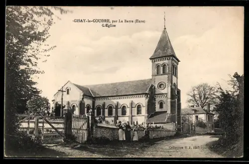 AK Gisay-la-Goudre /Eure, L`Eglise par la Barre