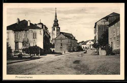 AK Provencheres, Strassenpartie an der Kirche