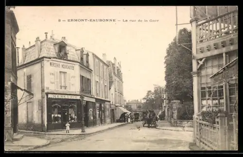 AK Ermont-Eaubonne, Mercerie dans rue de la Gare