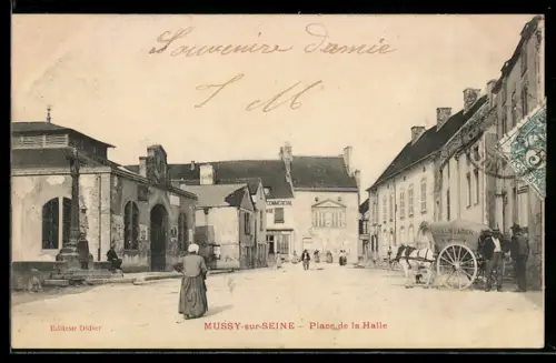 AK Mussy-sur-Seine, Place de la Halle