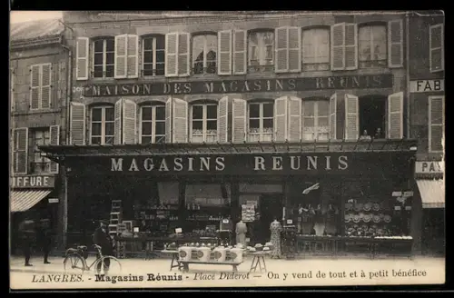 AK Langres, Magasins Réunis, Place Diderot