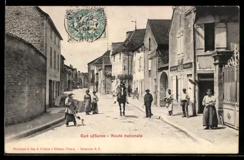 AK Gyé-sur-Seine, Route nationale