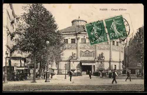 AK Paris, Cirque d`Hiver et place animée devant l`entrée