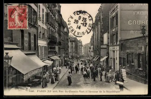 AK Paris, Rue du Chemin-Vert à l`Avenue de la République