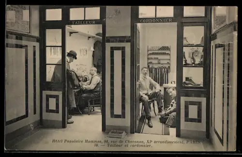 AK Paris, Hôtel Populaire Hommes, tailleur et cordonnier, rue de Charonne